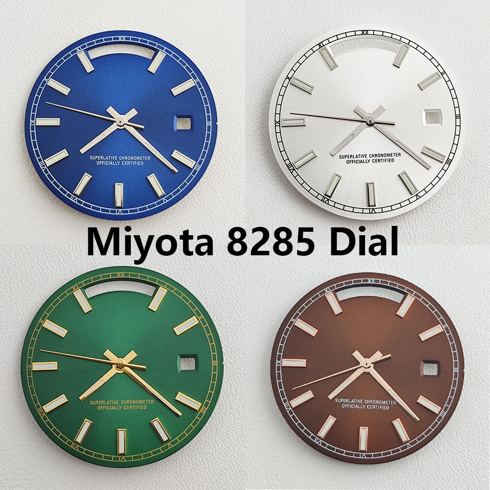 Miyota 8285 Dial 31mm tarcza zegarka pionowa tarcza gwoździ zielona świecąca tarcza pasuje do akcesoriów do zegarków z mechanizmem Miyota 8285