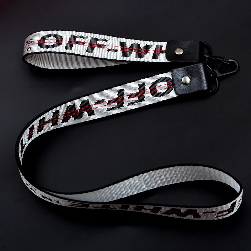 Fashion Trend Embroidery White Letter Hanging Rope Anti Loss Keychain Wrist Rope Men's and Women's Luggage Clothing Accessories