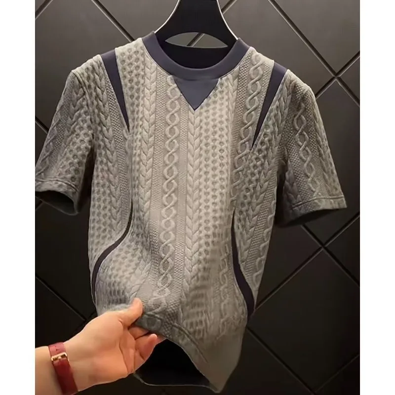 High Quality 3D Printed Short Sleeved T-shirt Men Luxurious Social Round Neck Casual T-shirts Social Street Wear Breathable Tops