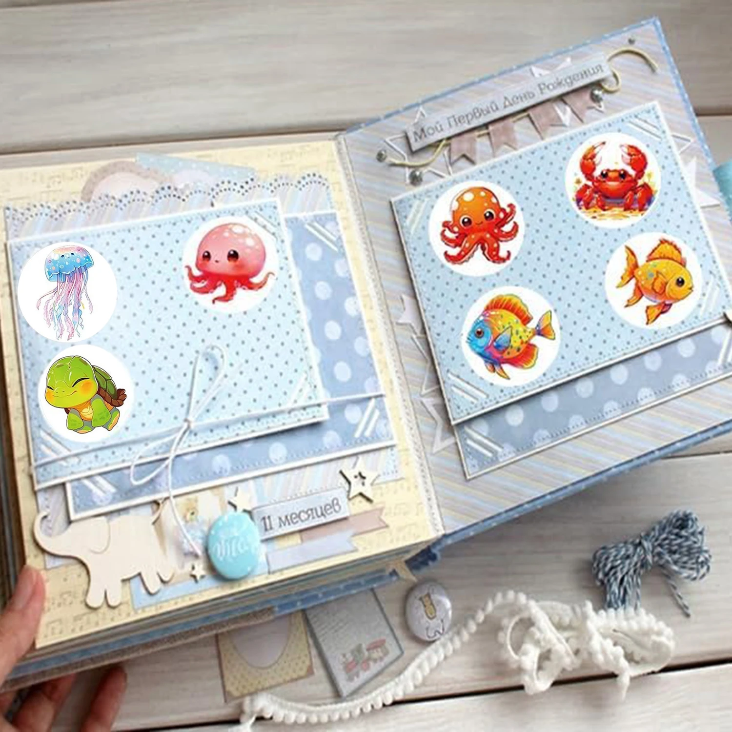 50-500pcs Cartoon Marine Animals Stickers Reward Stickers Party Gift Seal Label Children Stationery Stickers