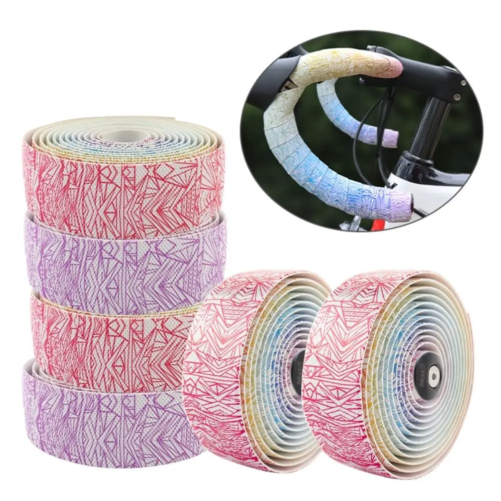 

Two Rolls Ice Cracks Cycling Handlebar Tape with Handle Blocking Gradient Color Handle Bar Tapes Shock Absorption Colorful