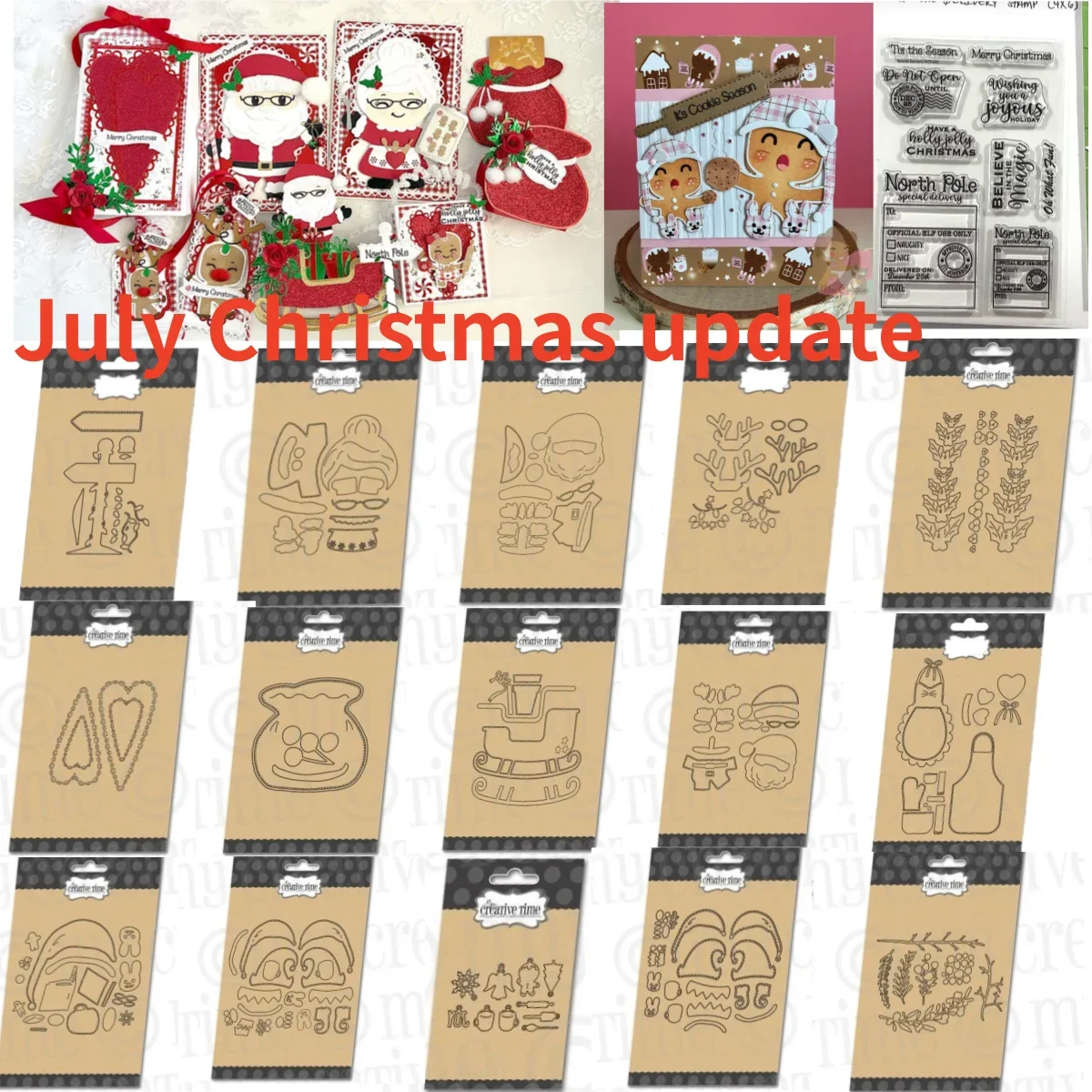 2025 Christmas Gift Gingerbread Man Holly Plate Stamps Metal Cutting Dies for DIY Greeting Card Making Scrapbook Craft Supplies
