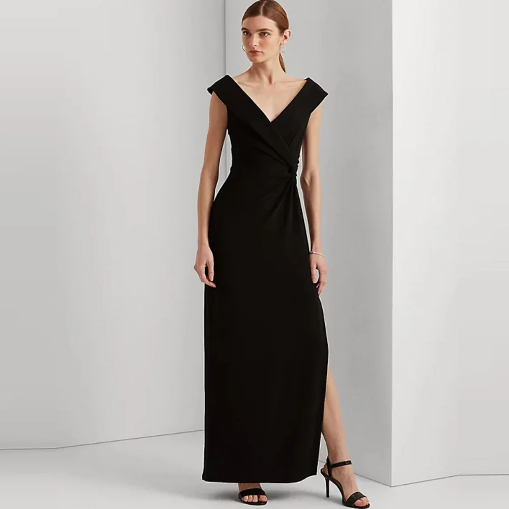 

Customized Off the Shoulder Side Slit Evening Dress Customized Pleats V-Neck Jersey Formal Occasion Gowns Prom Party Dress