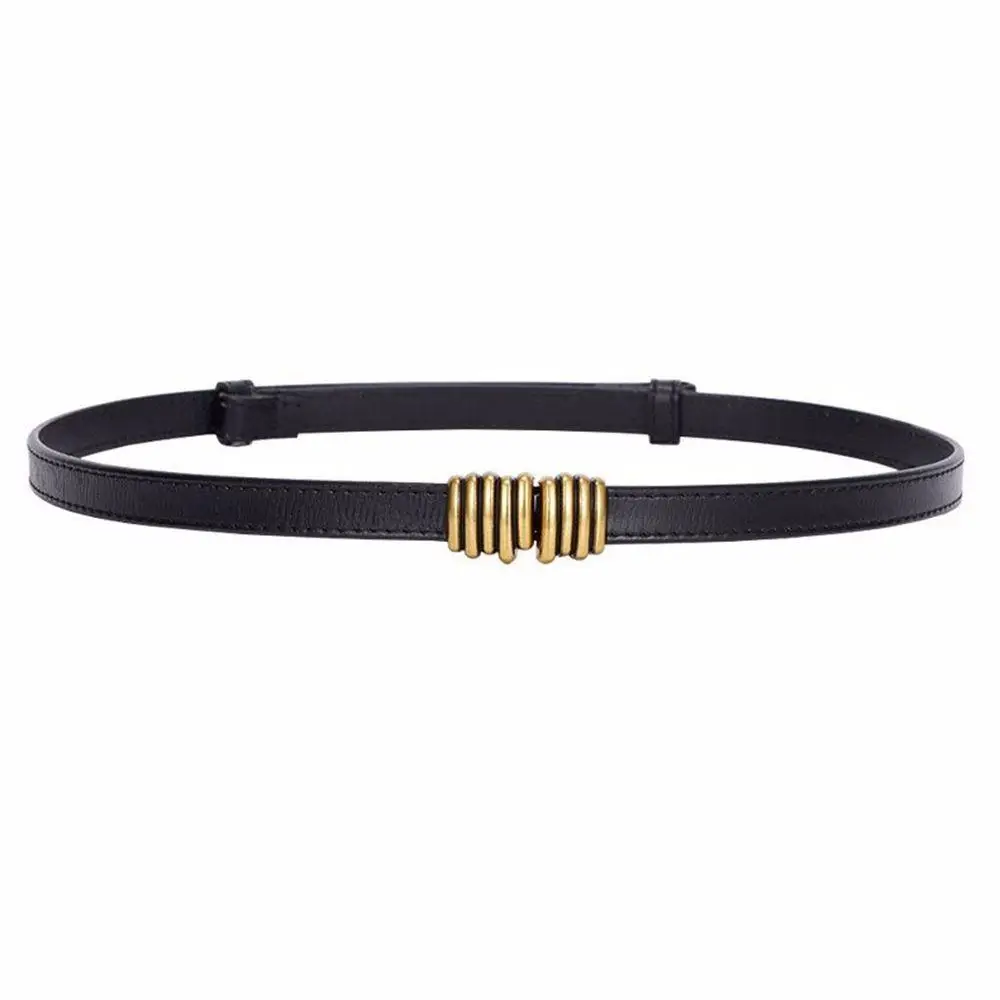 

Korean Simple Metal buckle Female All-match Leisure Skirt decorations PU leather belt Thin waistband Circle Waist Strap