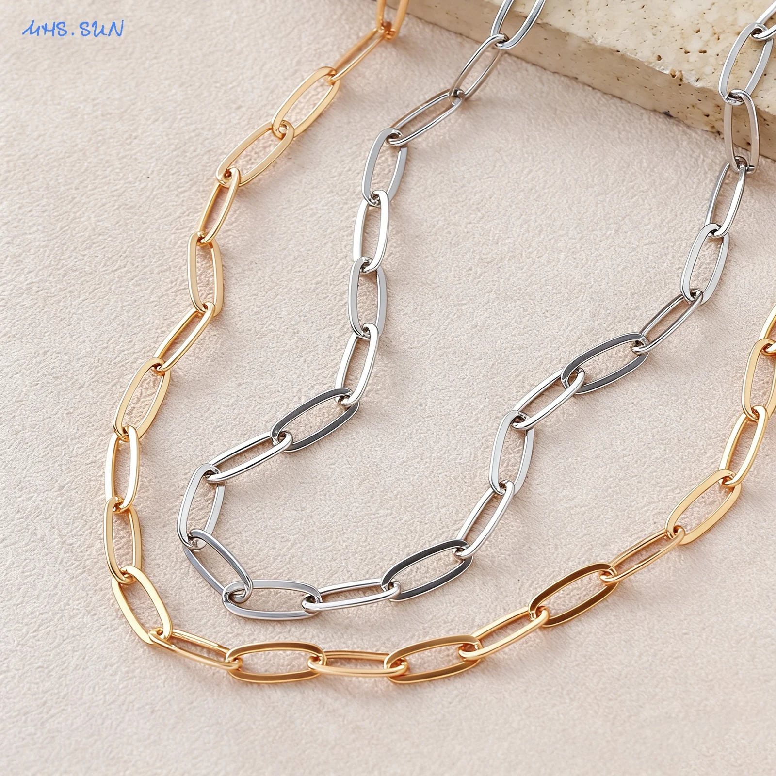 SUNSLL Fashion Silver Plated Rose Gold O-Chain Necklace Women Minimalist Paperclip Plain Chain Versatile Luxury Accessories
