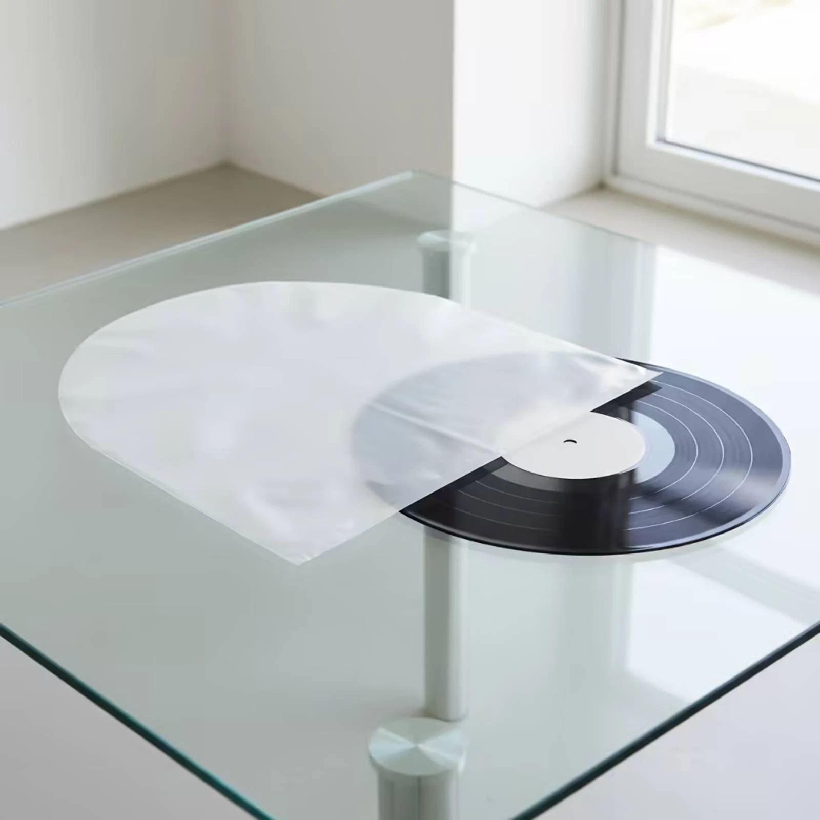 50 Pieces Vinyl Sleeve with Rounded Top Smooth Inner Sleeve with Rounded Corners LP Inner Sleeves Precise Fit Hassleeffortless