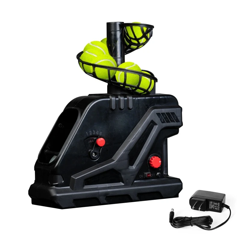 3809BH Tennis Ball Machine, Max 30 MPH, Adjustable Launching Angle and Interval, Stepless Speed Switch