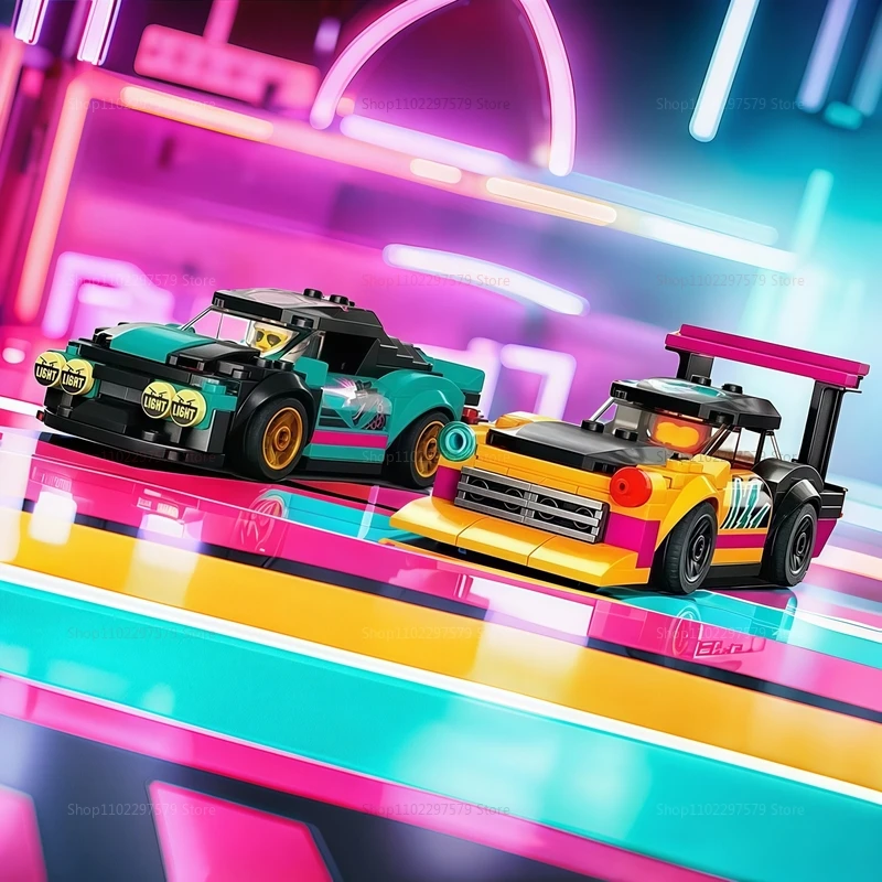 Neue Bausteine City Car Modifikation Reparaturstation 4S Shop kompatibel mit 60389 zusammengebauten Rennspielzeug Kindergeschenke