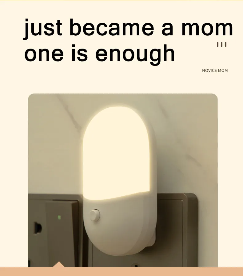 Energy Saving 3W Night Light Plug-in LED Socket Lamp Indoor Lighting Bedroom Night Bedside Lamp US/EU Two-color