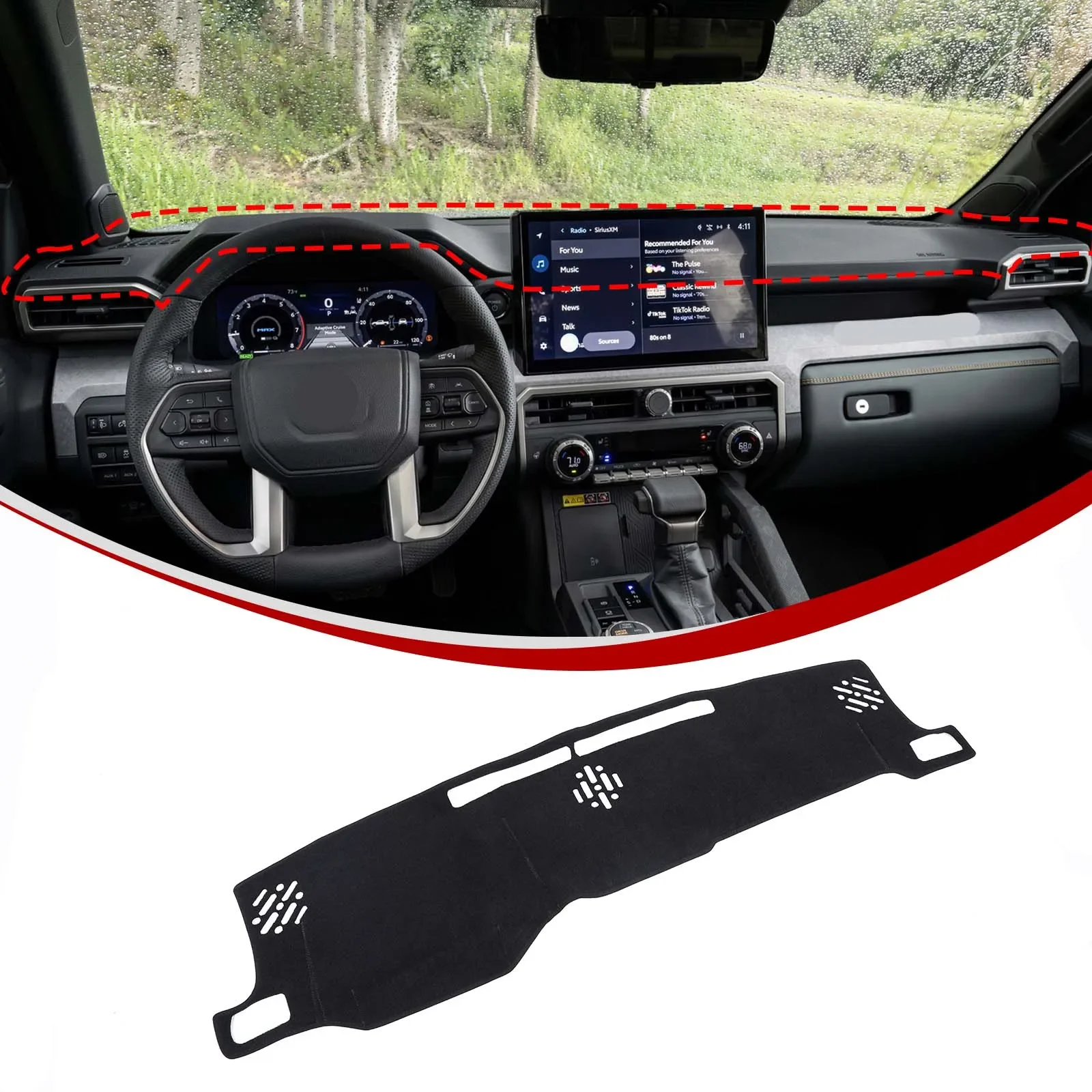 For Toyota Tacoma 2024+ Instrument Panel Anti-slip Mat Instrument Panel Sun Protection Mat Car Interior Molding Accessories