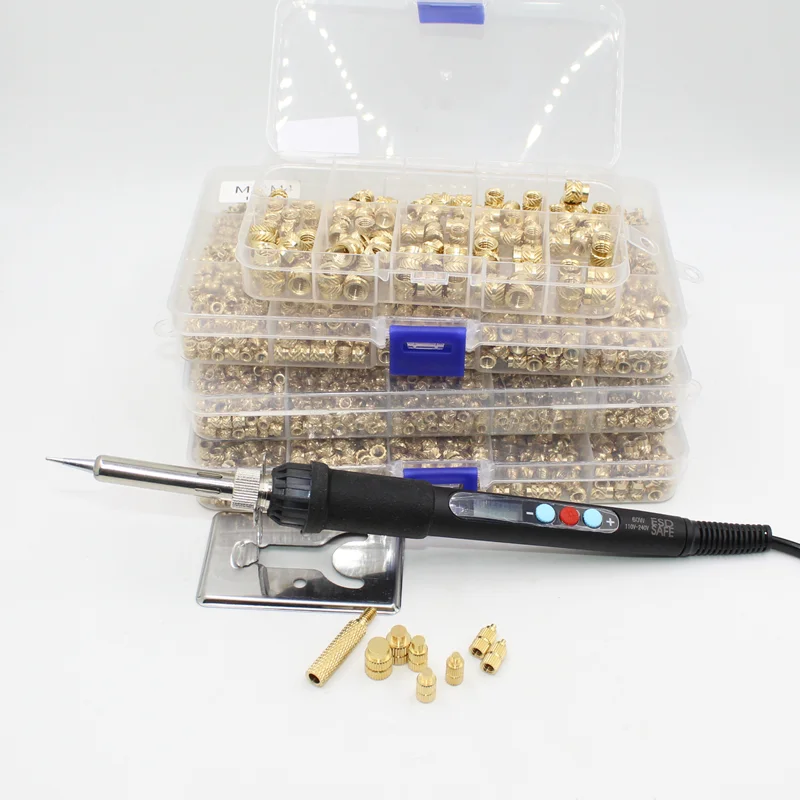 Wärme einsatz mutter Eisens pitze m2 m3 m4 m5 m6 m8 Messing gewinde eingebettetes Kit Wärme einführungs werkzeug für Kunststoff 3D-Drucker Lötkolben – Detail 1