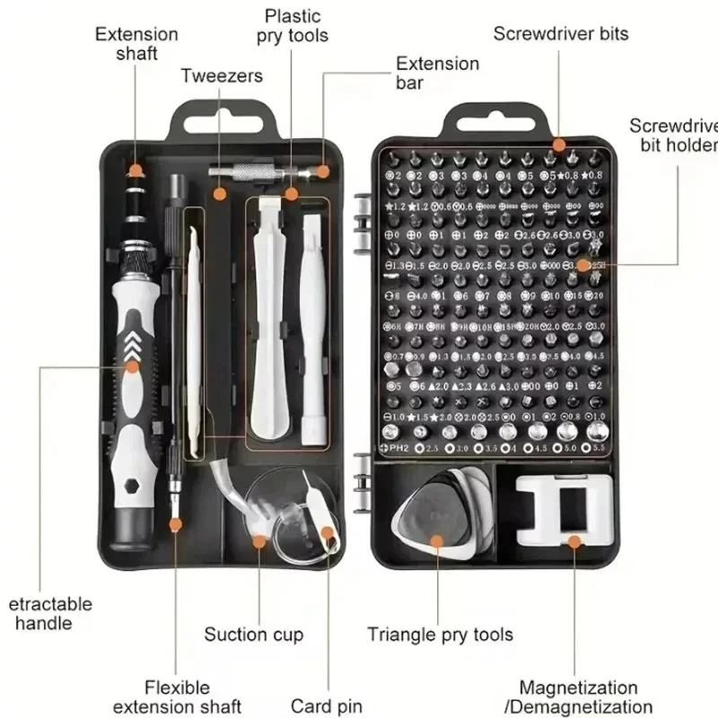 115 in 1 Multifunctional Screwdriver Set Electronic Repair Tools for Computer Phone and Household Use Insulation Screwdriver Kit
