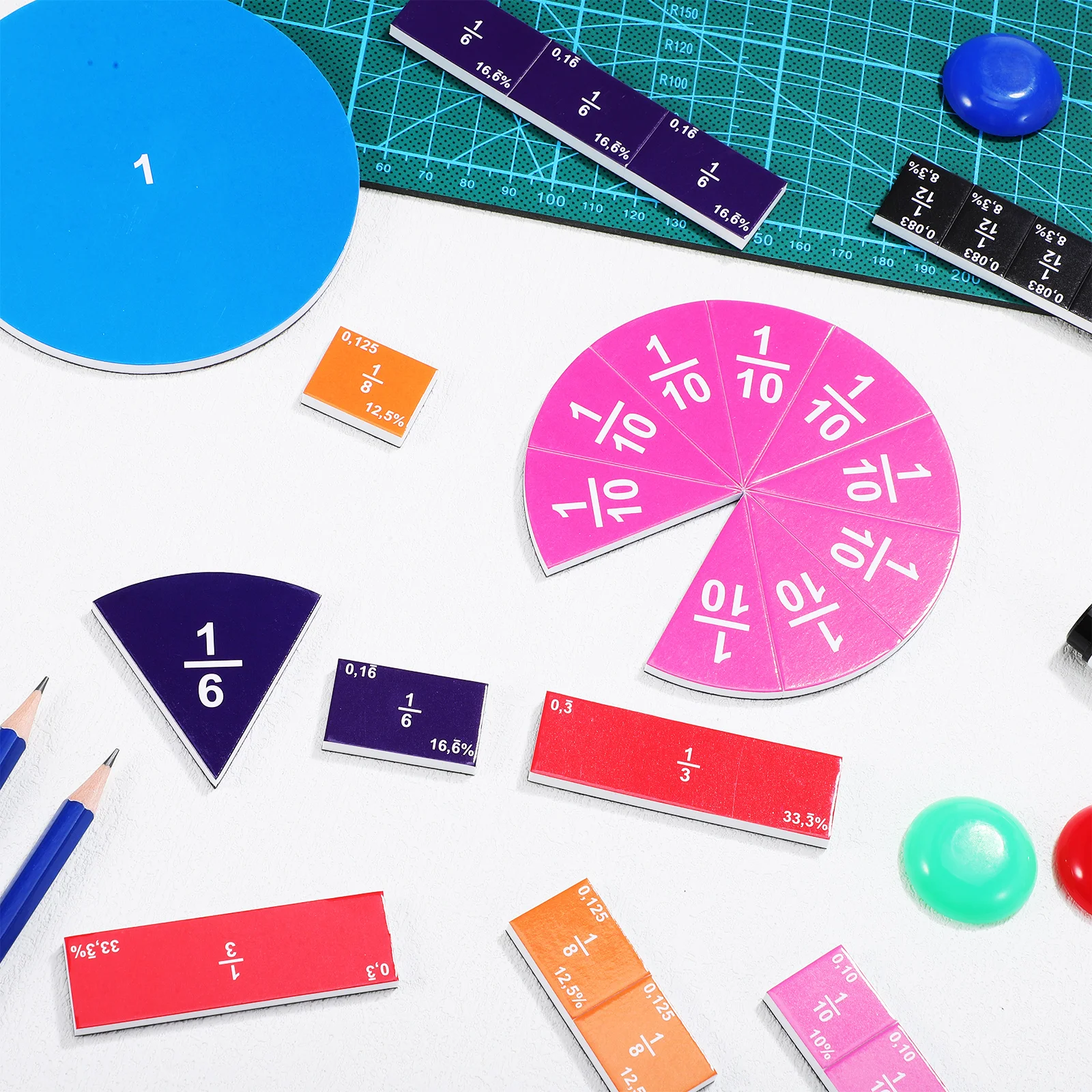 51 Uds. Instrumento de fracciones EVA demostrador Montessori matemáticas juguetes educativos fraccionales herramienta de aprendizaje para niños juguete para regalo