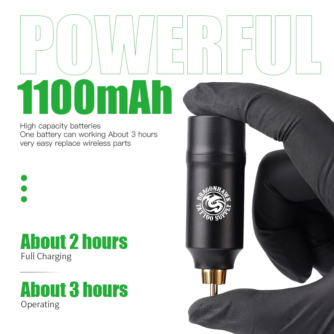 

Dragonhawk Mini Wireless Rechargeable Tattoo Battery Power Supply Device Adapter Makeup Permanent Machine Fast Charge