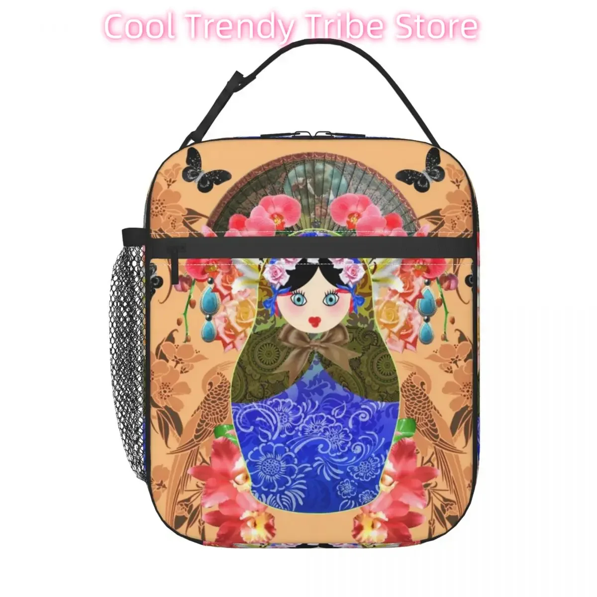 

Сумка для обеда с русской куклой для детей, милая винтажная коробка для завтрака, школьные портативные термосумки для обеда, сумка-холодильник с принтом Оксфорд