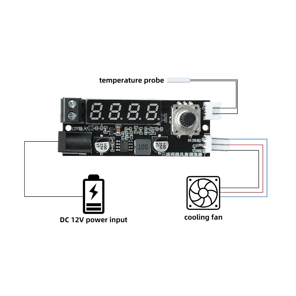 3A Digitaler Lüfterdrehzahlregler mit einstellbarer Spannung und Temperatursteuerung für PC-Aquarium-Kühlsystem-Zubehör – Detail 7