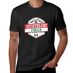 イタリアのサイクリング、無地、ヒッピー服、dello stelvioの男性用Tシャツ