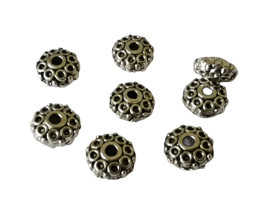 

300pcs Tibetan Silver Gold Copper Metal Crafted Flat Round Spacer Beads A950