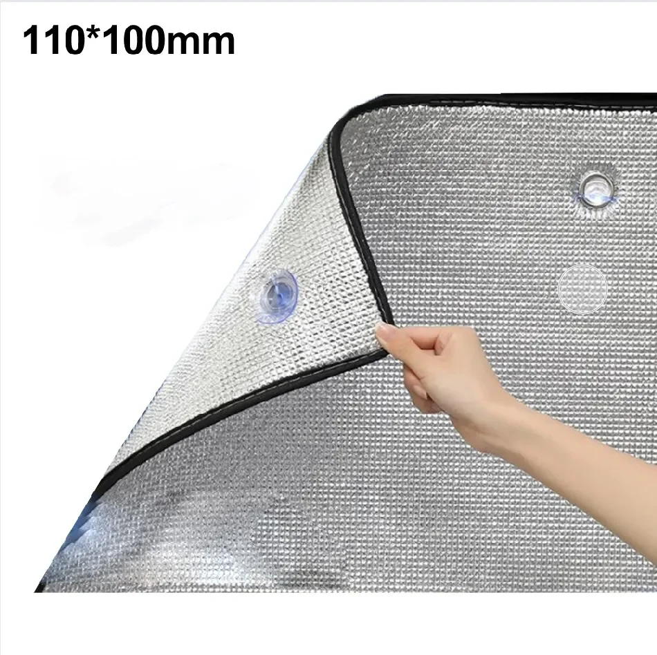 1pc Window Heat Insulation Film 8mm Double-sided Aluminum Foil Thermal Insulation Film Cooling Light Blocking With Suction Cup