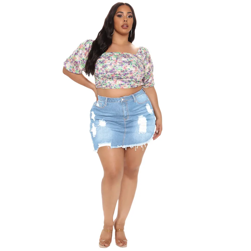 Wmstar Plus Size Skirts Jeans Women Medium Stretch Above Knee Denim Mini Wrap Skirt Fashion Streetwear Wholesale Dropshipping