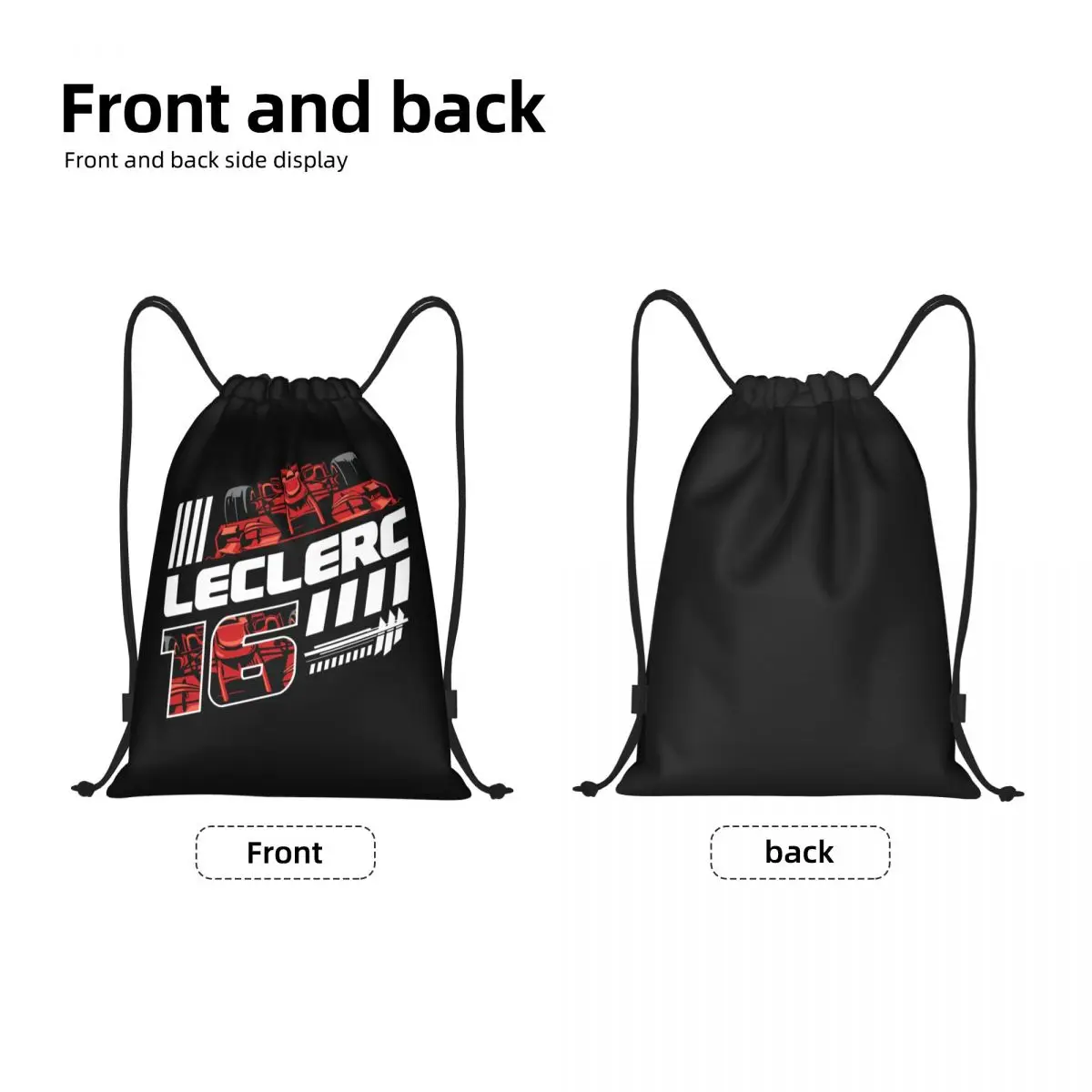 Custom charles leclerc 16 Drawstring Bag para homens e mulheres, leve, esporte, carro, esportes, ginásio, mochila de armazenamento