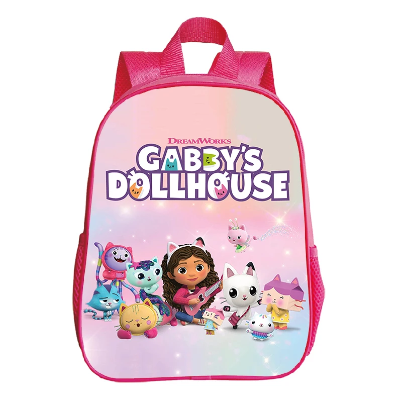 

KidsGabby's Dollhouse Backpacks Girls Kawaii Pink Bookbag Small School Bags Kindergarten Bag Primary Student Softback Backpack