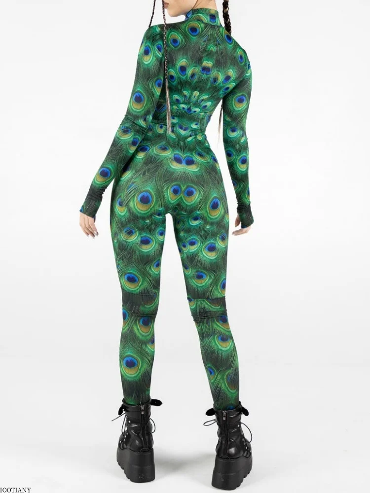 2025, neuer Halloween-Body für Damen, Cyberpunk, roter Pfau, Fischschuppen-Body, Party, Rollenspiel, Steampunk-Kostüm, Stretch-Body