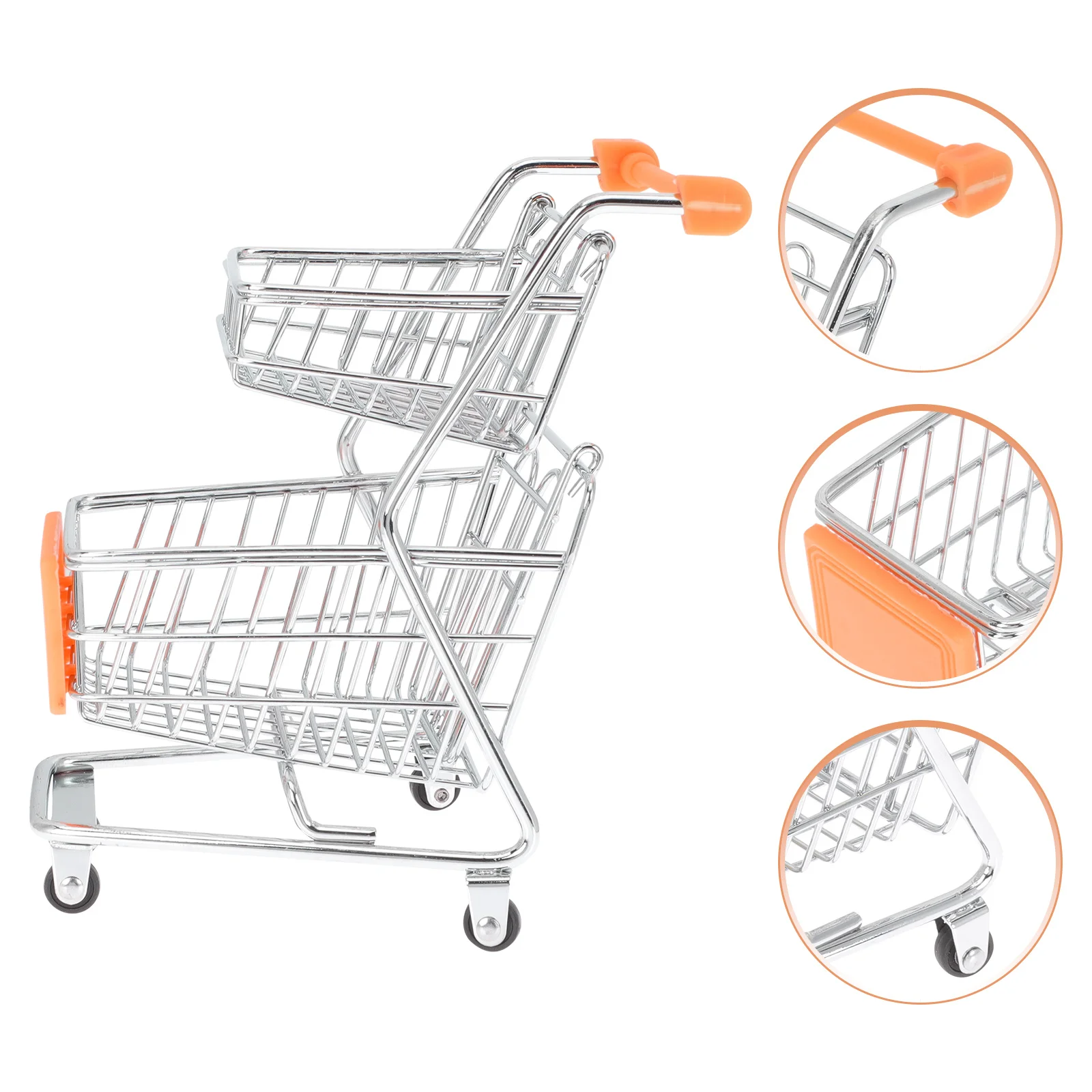 

Mini Shopping Cart Desktop Supermarket Handcart Small Organizer Desktop Decoration Storage Container for Office
