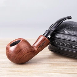 Solid wood Tobacco Pipe With Acrylic Taper Mouthpiece Filter Men Smoking Pipe Smoker