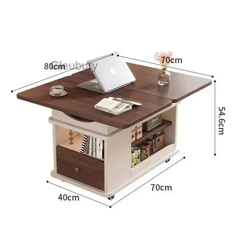 Tables Top Wheeled Coffee Lift Luxury Design Multifunction Rotate Coffee Tables French Aesthetic Table Basse Salon Furniture