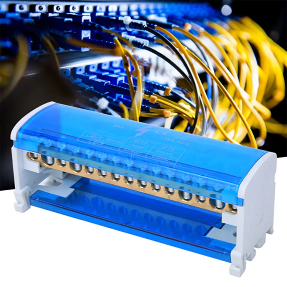 

215 Terminal Distribution Box 125A/500V 2-Level Terminal Block Junction Box Blue 2 in 28 out