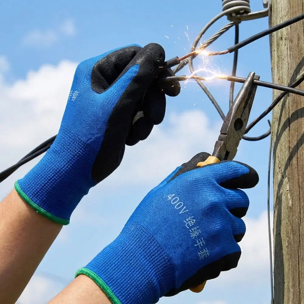 1 Pair Withstanding Voltage 400V Electrician Insulating Gloves High Elasticity Anti-Static Electrical Maintenance Gloves