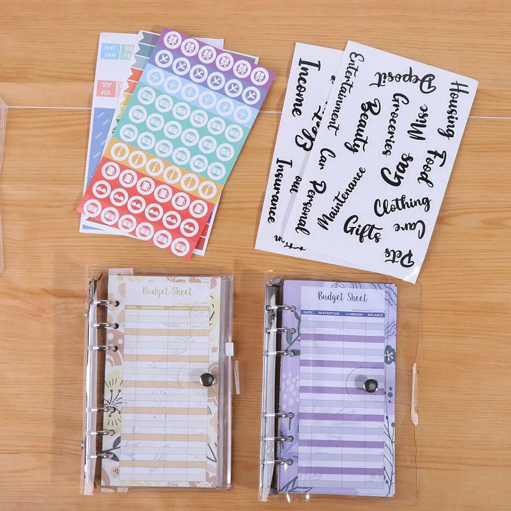 Transparent Loose-Leaf Binder Creative Waterproof Money Saving Binder Cash Letter Multi Pockets A6 Budget Planner