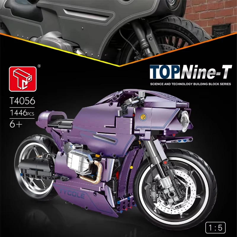 NEW Technical 1:5 R18 Motorcycle Building Blocks Nine-T Motorbike Car Bricks Assemble Toys for Children Birthday Gift Set