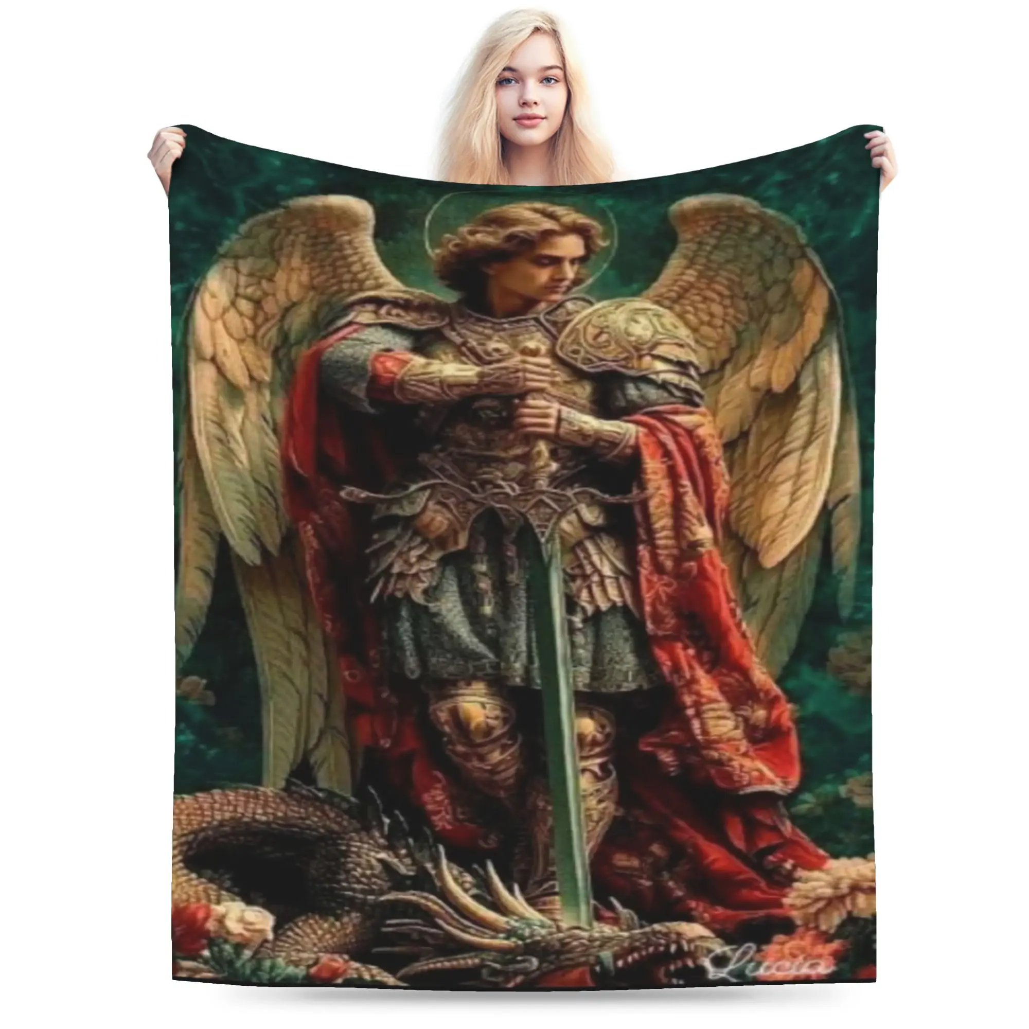 

Новинка дизайна, одеяло Святого Михаила Архангела Ангела Иисуса, ультра-мягкое фланелевое удобное одеяло, которое можно стирать в машине