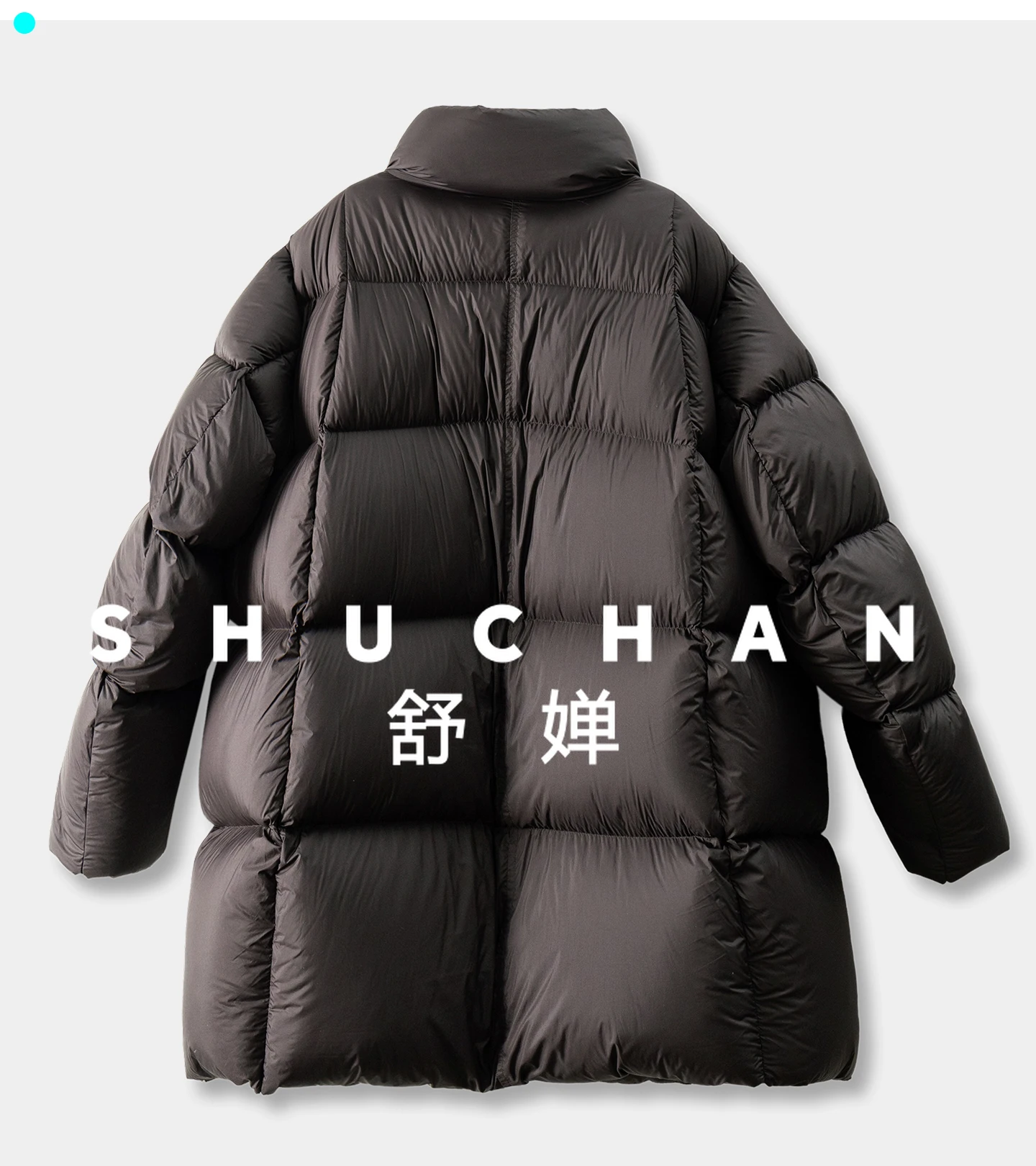 Kurtka puchowa damska z wysokim kołnierzem, wypełniona białym puchem gęstym, model 10J1 Casacas Para Mujer Invierno 2025