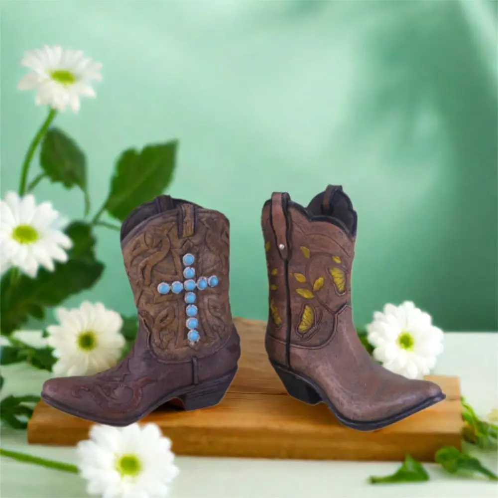 

Unique Boot Shaped Vases Resin Elegant Hydroponic Plant Container Waterproof Handmade Flower Arrangement Pot Home Living Room