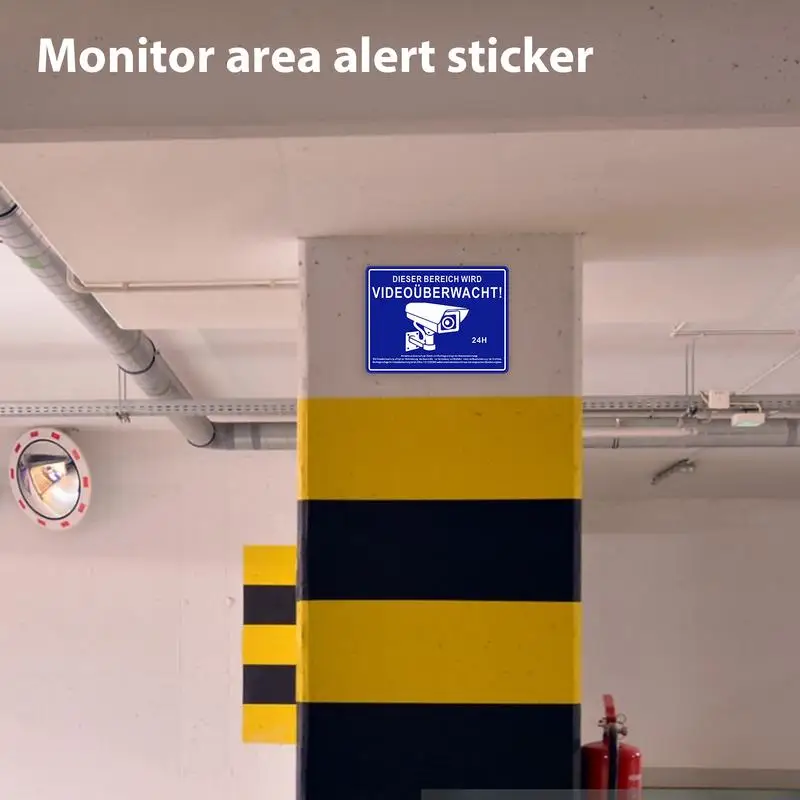 Video Observation Signs Outdoor Adhesive 24-Hour Security Warning Signs Waterproof Observation Labels Camera Alarm System