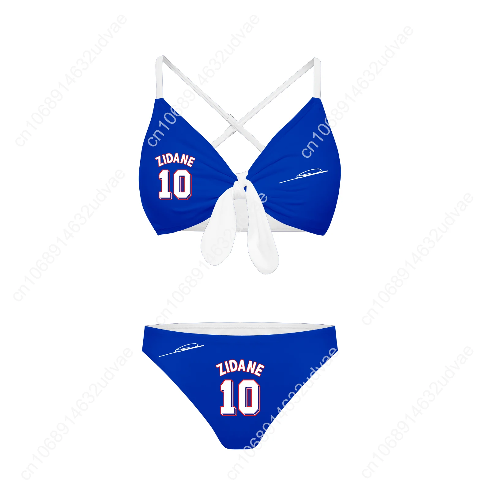Zidane NO.10 Bathing Suits Womens Cross Strap Suspenders France Soccer Star Swimsuits Bikini Swimwear Customized Beachwear