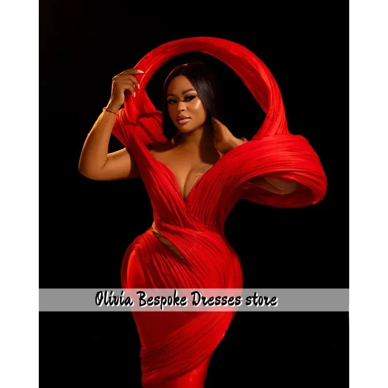 여성을위한 매력적인 레드 3D 럭셔리 이브닝 드레스 긴 인어 댄스 파티 드레스 공식 행사 웨딩 파티 드레스 맞춤형