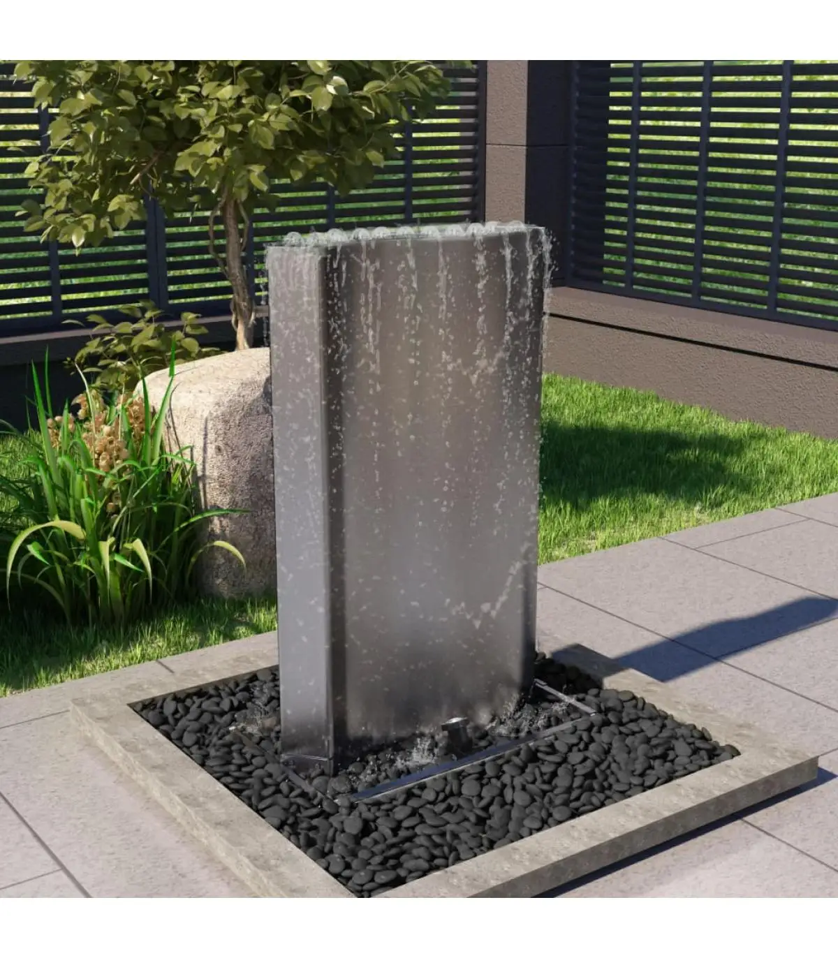 60,2x37x122,1 cm Silver Stainless Steel Garden Fountain and Waterfalls