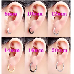 8-20mm Women Men Stainless Steel Small Smooth Round Circle Chunky Hoops Earring Piercing Cartilage Tragus Simple Thin Ear Buckle