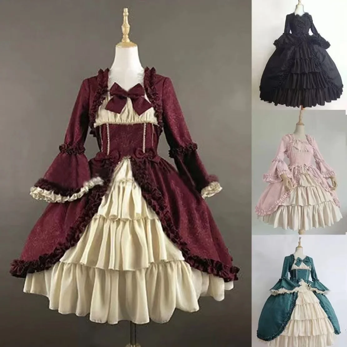 Robe de cour gothique Lolita rétro médiévale européenne et américaine, robe de cosplay sexy, collection UR, nœud patchwork