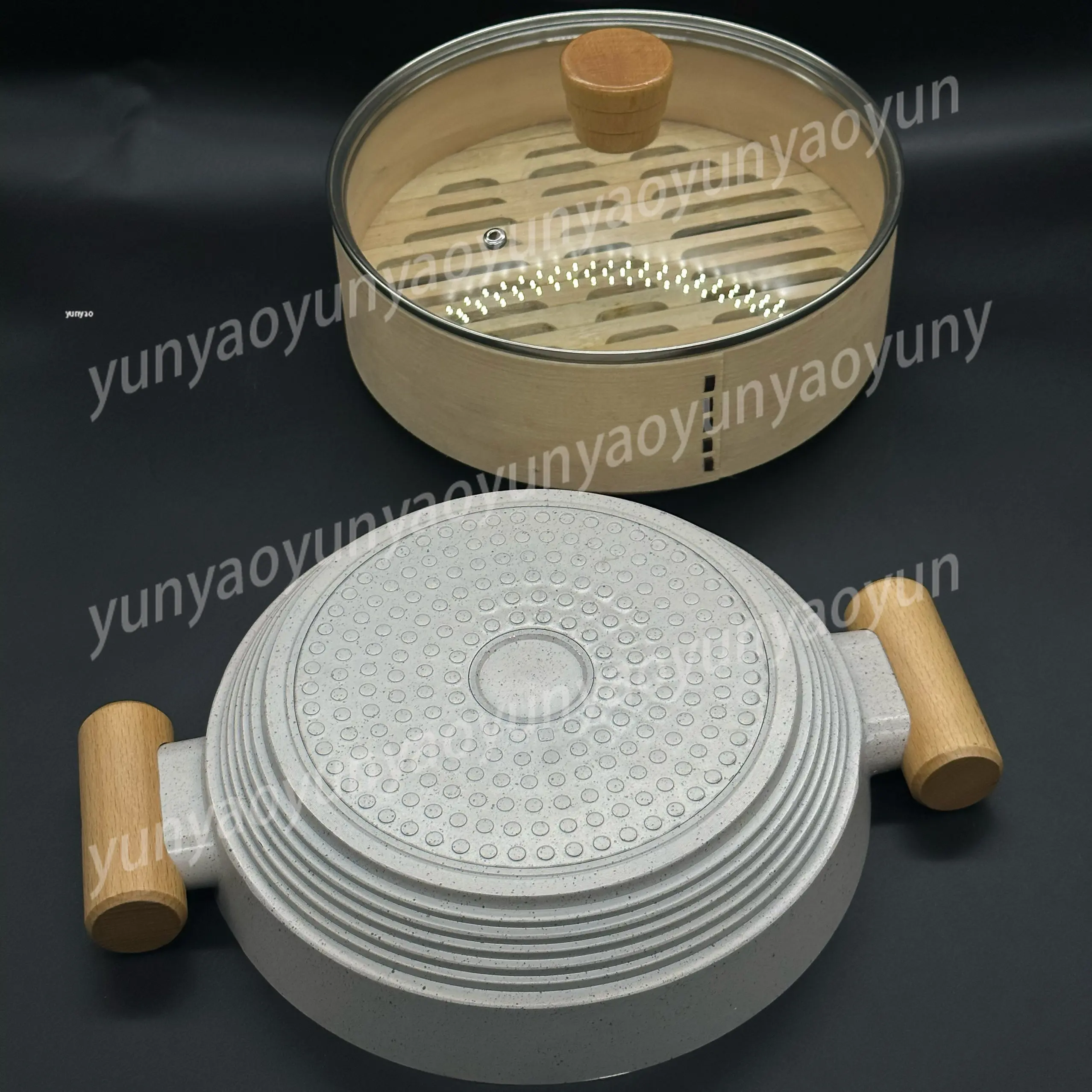 

Кастрюля-пароварка из камня Майфан с антипригарным покрытием и многослойной пароваркой — совместима с индукционными плитами, для домашнего и коммерческого использования