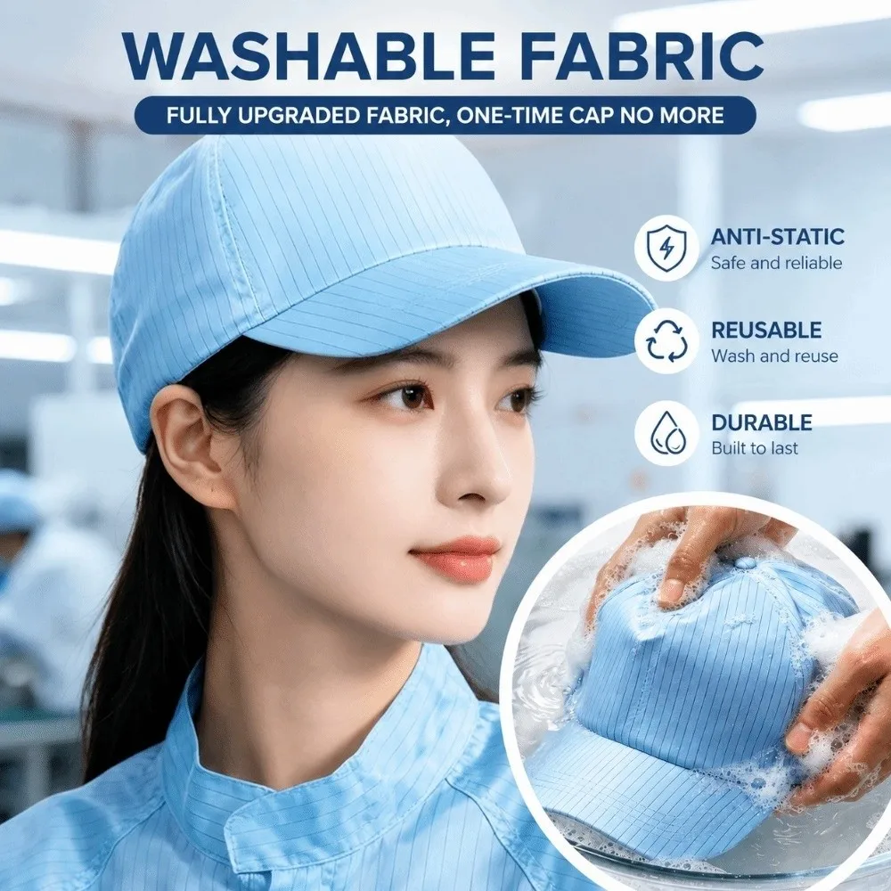 Durable Anti Static Dust Proof Hat Top Mesh Washable Work Hat Hard Tongue Adjustable Duckbill Hat Dust Free Workshop