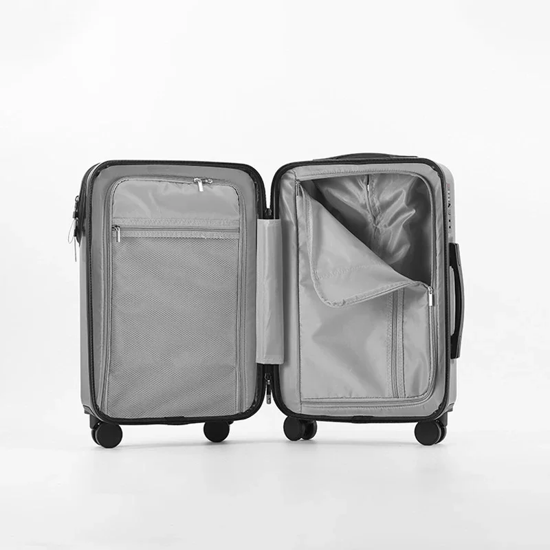 20"22" 24" Zoll Reisekoffer vorne offen Trolley Koffer Handgepäck mit großem Fassungsvermögen und Getränkehalter Rollgepäcktaschen