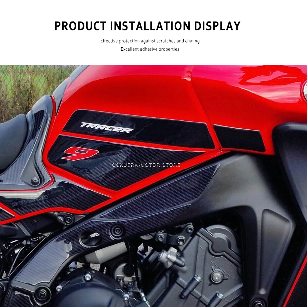 For Yamaha TRACER 9 2022 2023 3D Sticker Motorcycle Accessories Resin Scratch Resistant Guards Side Tank Pad Stickers