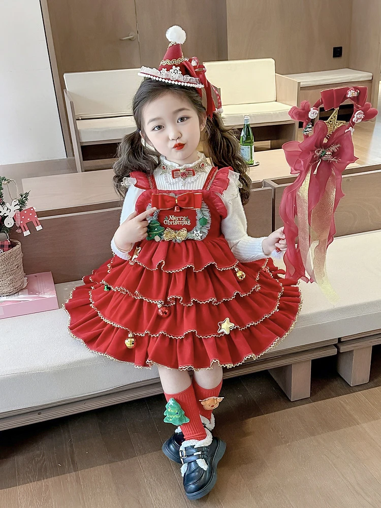 princ-sle-cisas-performance-dr-set-children's-lolita-skirt-girls-puffy-cake-skirt-new-year-red-princ-skirt