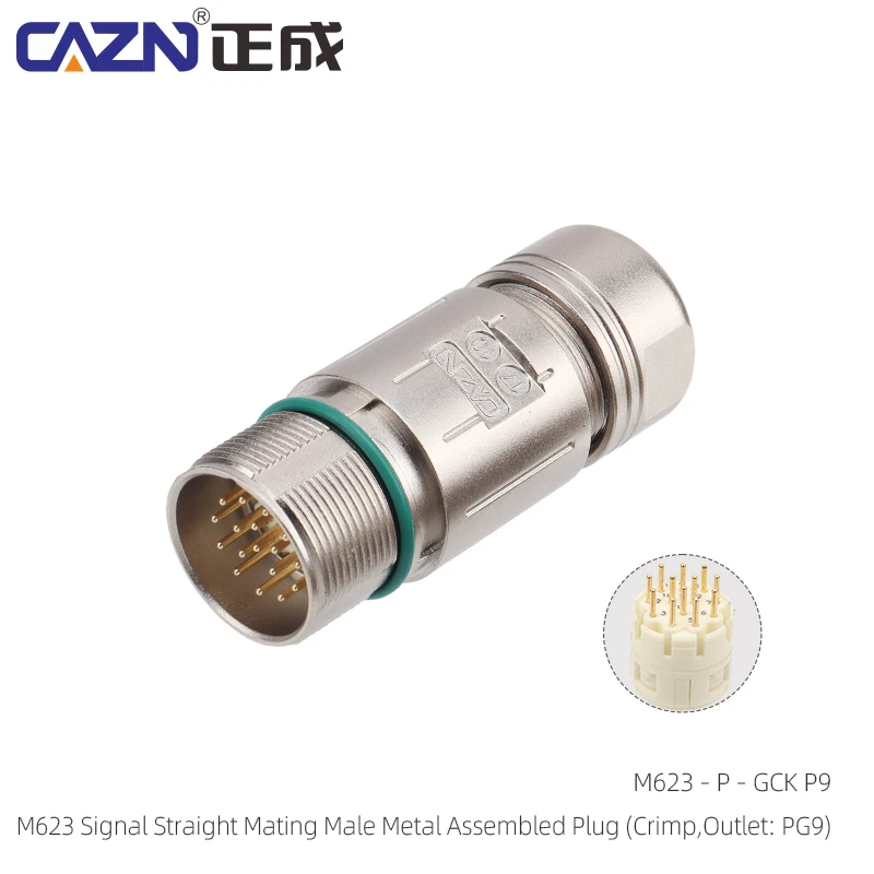 M623 Metal Assembled Plug Male Female 6 7 9 12 17 Pin P/E Code PG9 PG11 PG13 IP67 for Industrial Automation & Servo Motors