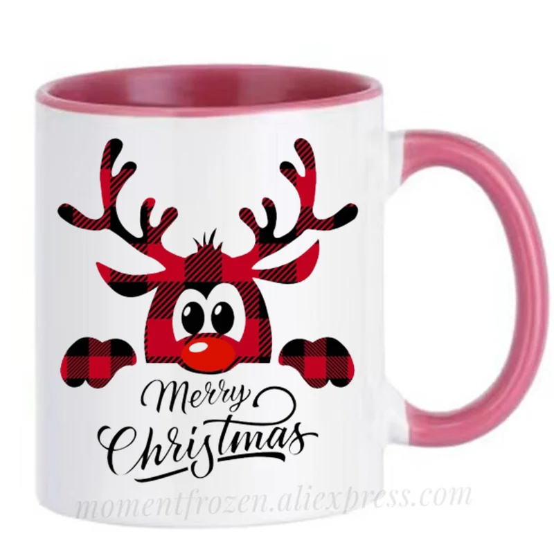 Merry Christmas Mugs Xmas Cute Deer Cups New Year Santa Coffee Mugen Coffeeware Home Decal Funny Gift Idea Message Drinkware